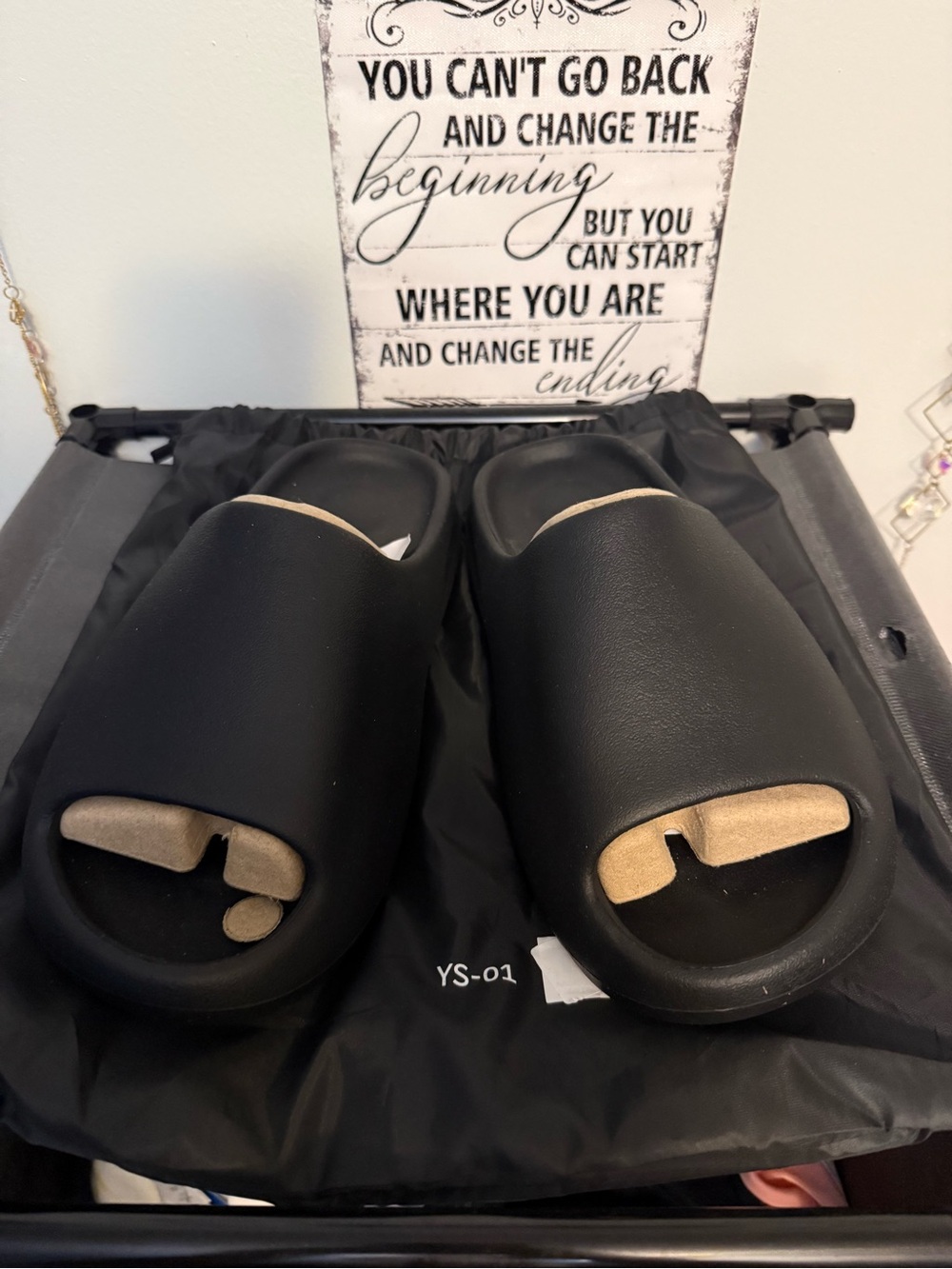 Black Cushion Comfort Yeezy Slides